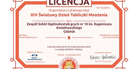 Powiększ grafikę: Licencja organizatora akcji.