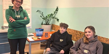 Powiększ grafikę: Zuzia i Filip na szkoleniu w Gdańskim Centrum Mediacji Szkolnej i Rówieśniczej